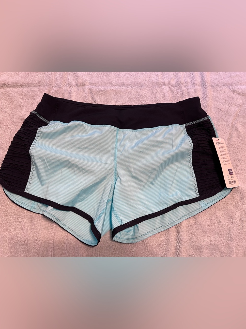 lululemon RUN: Bright at Night Short Blue/Black Striped Reflective Pockets